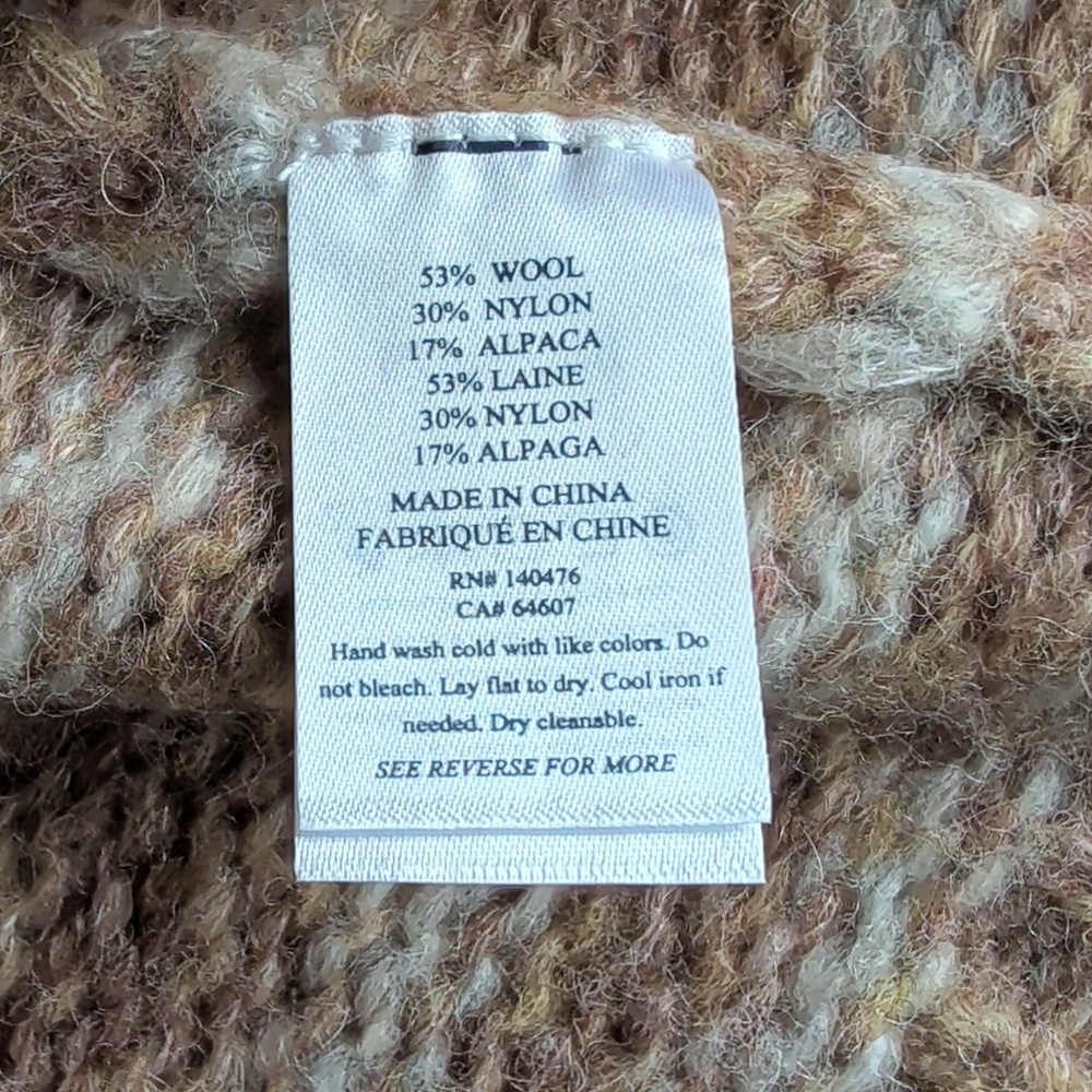 Faherty Long Line Hooded Cardigan Sweater in Cream & Brown Colorway Size M - Picture 7 of 11